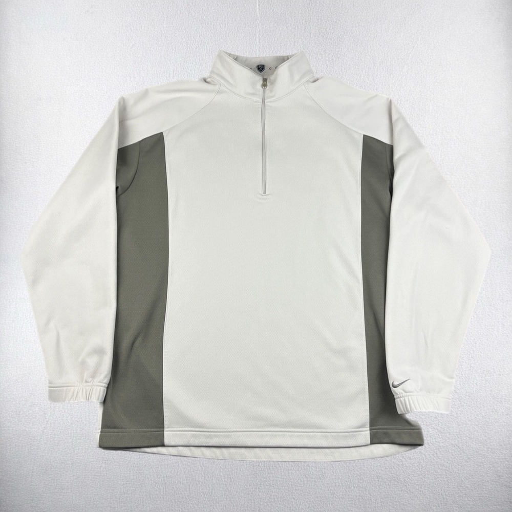 Nike Golf Pullover Mens XL Beige Gray 1/4 Zip NikeFIT DRY Sweatshirt Long Sleeve
